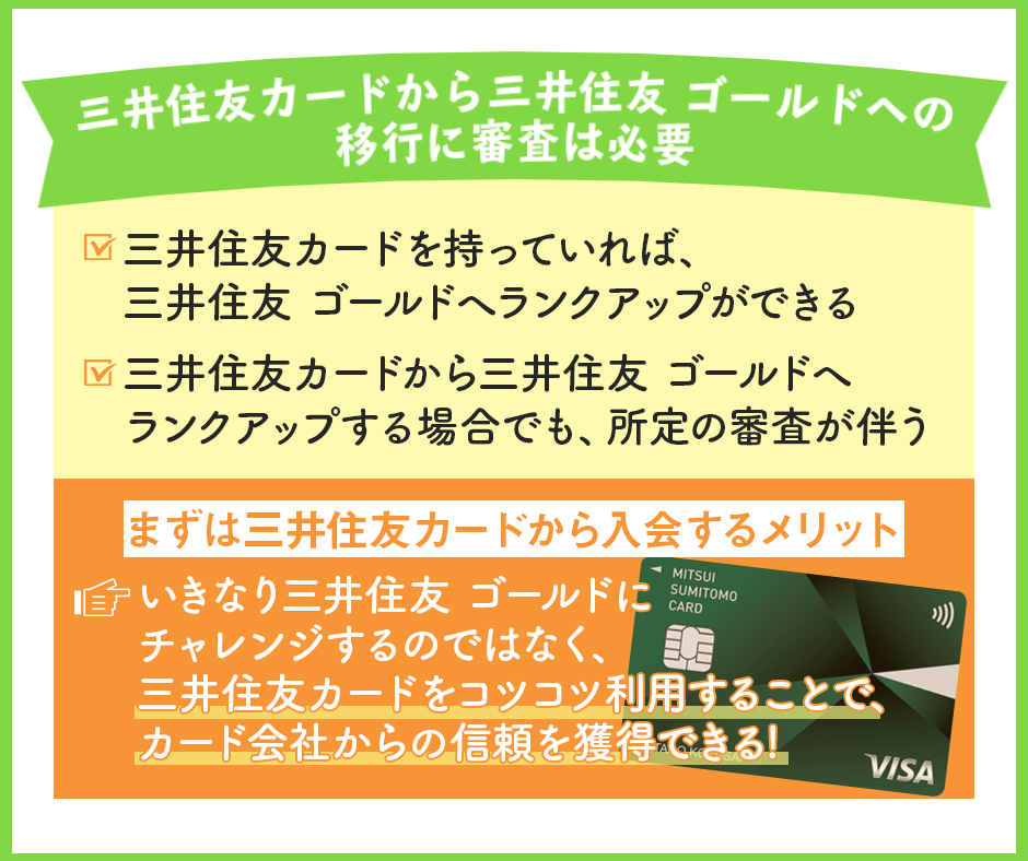 三井住友カードから三井住友 ゴールドへの移行に審査は必要