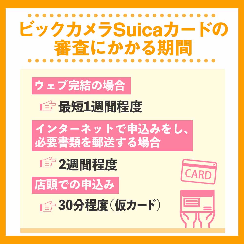 ビックカメラSuicaカードの審査にかかる期間