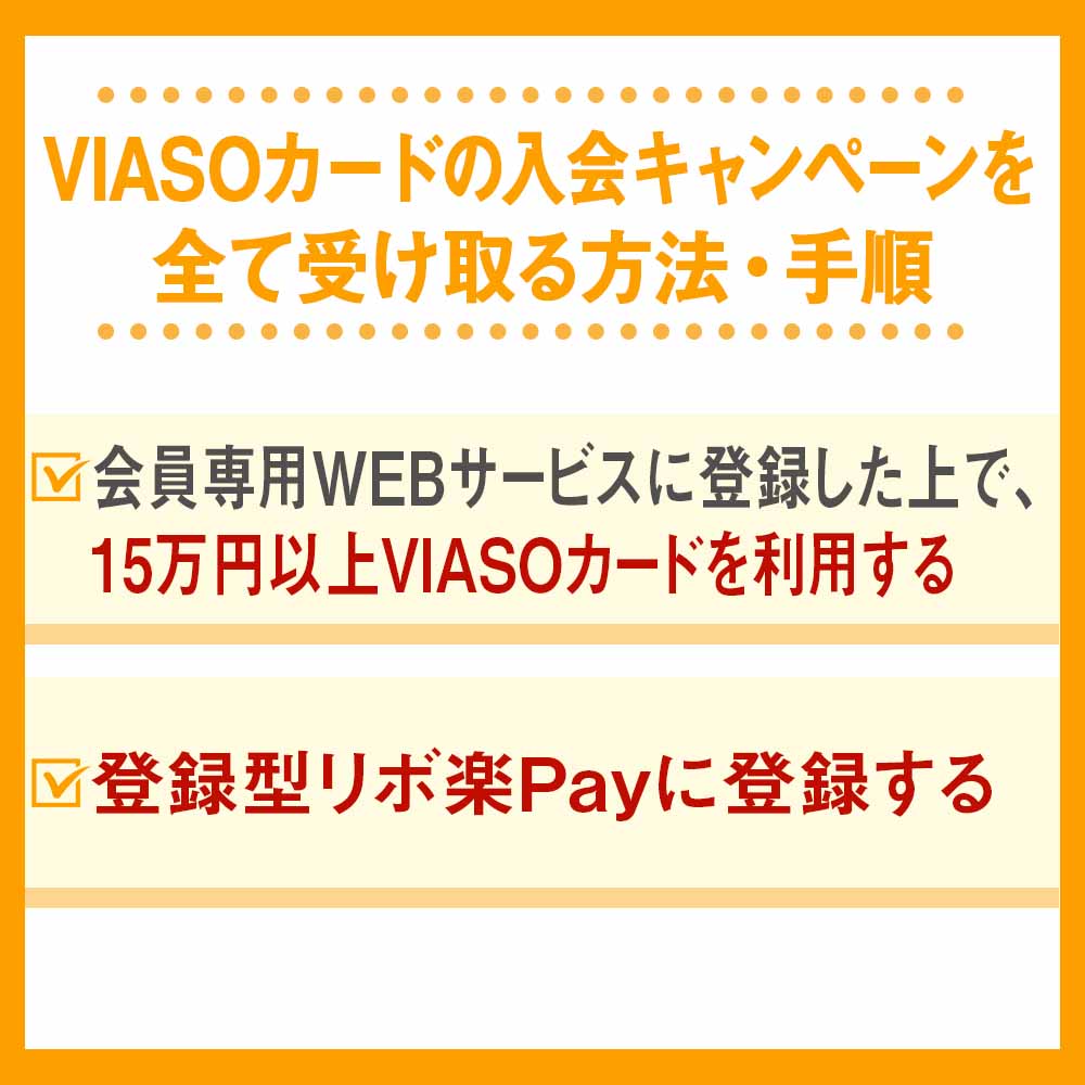 VIASOカードの入会キャンペーンを全て受け取る方法・手順