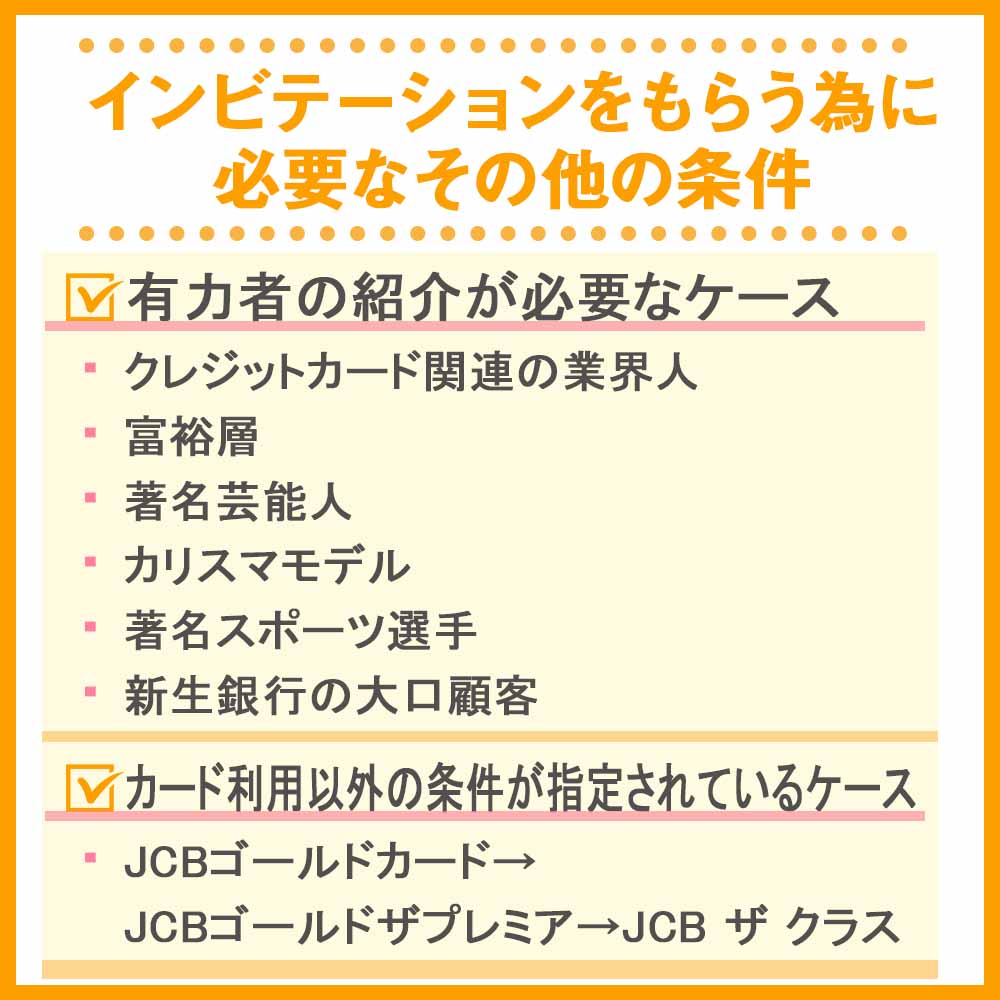 インビテーションをもらう為に必要なその他の条件