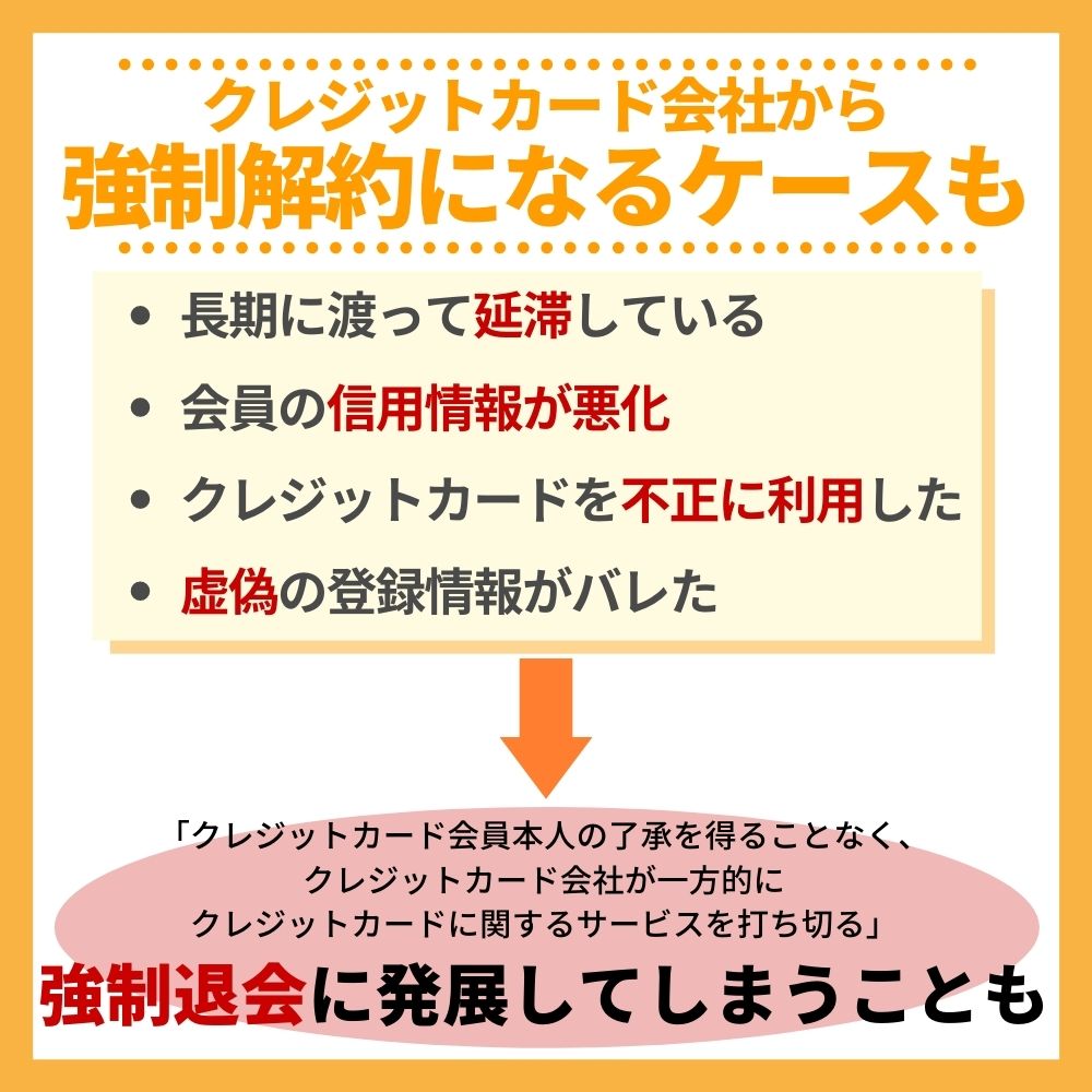 クレジットカード会社から強制解約になるケース