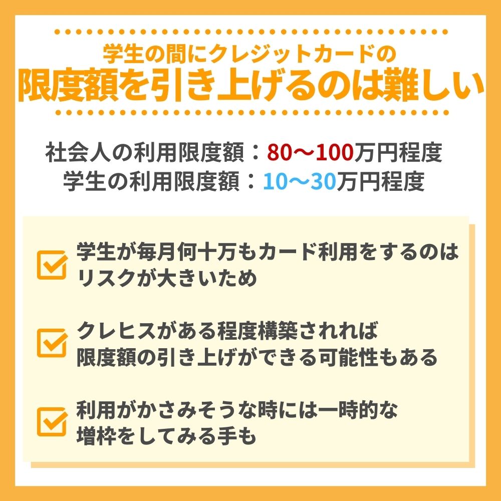 学生はクレジットカードの限度額を引き上げるのは難しい