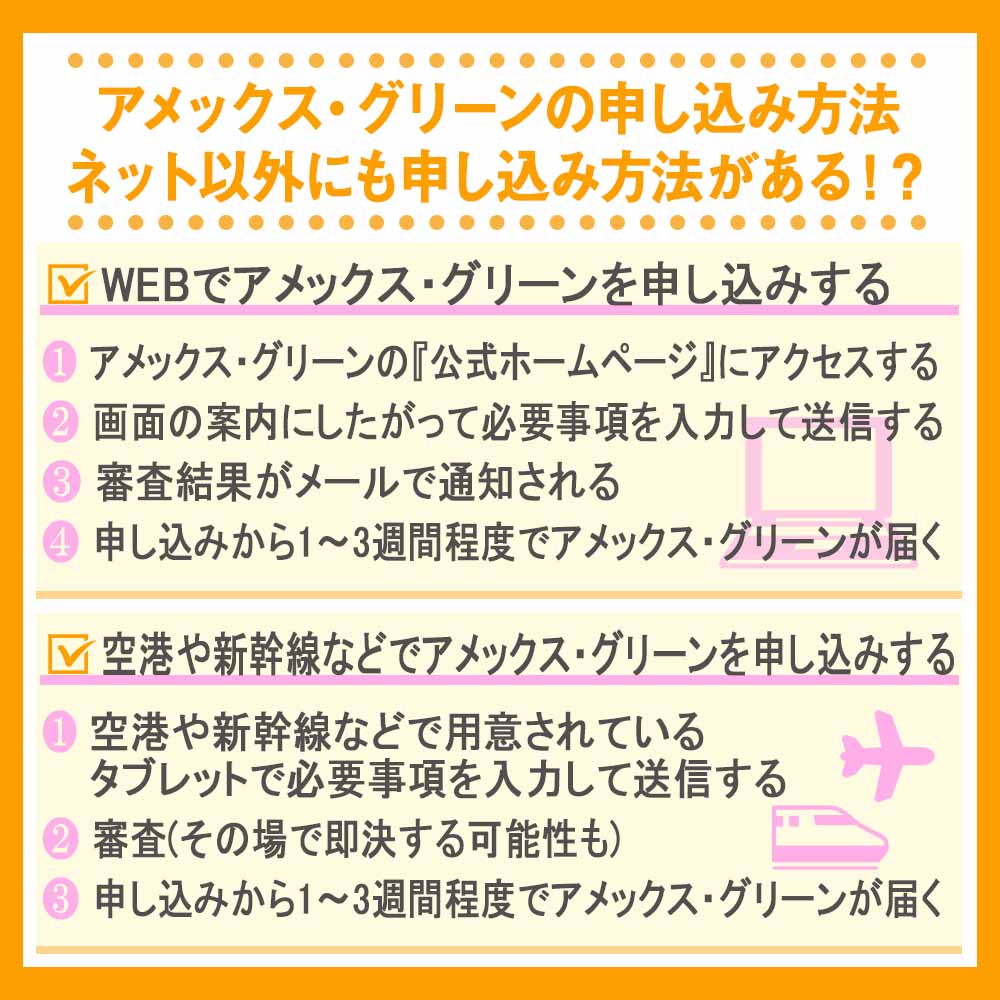 アメックス・グリーンの申し込み方法｜ネット以外にも申し込み方法がある！？