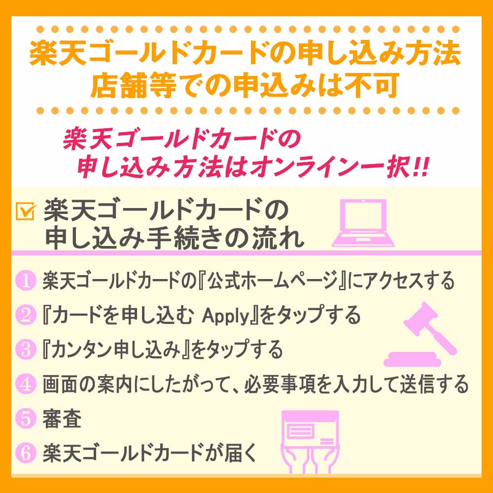 楽天ゴールドカードの申し込み方法｜店舗等での申込みは不可