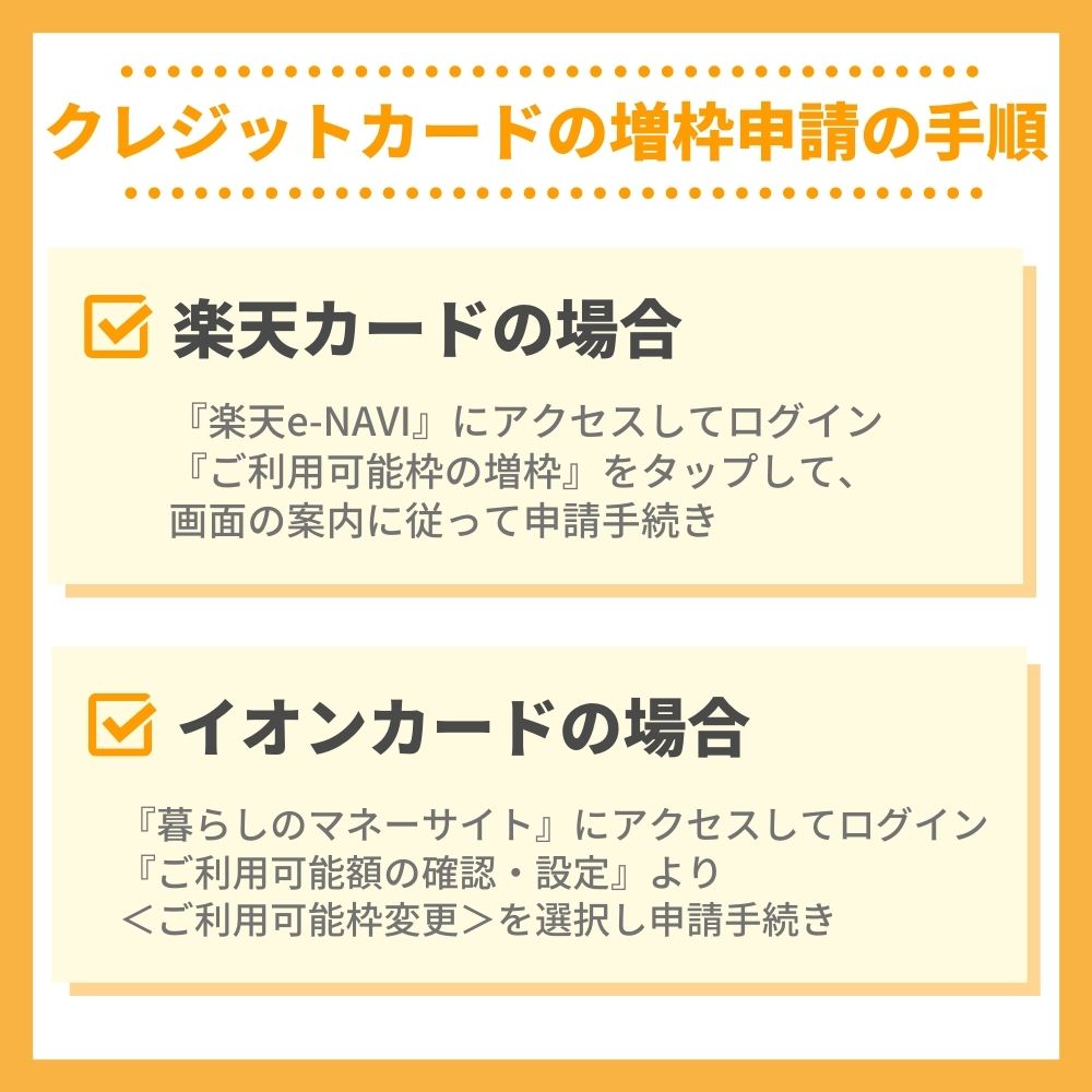 実例｜クレジットカードの増枠申請の手順