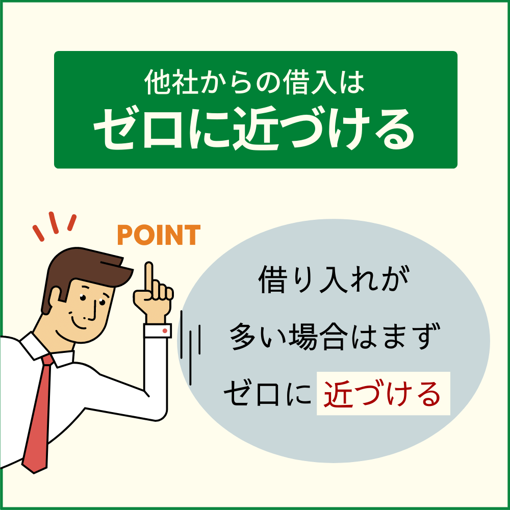 他社からの借入額や借入件数を限りなくゼロに近づけておく