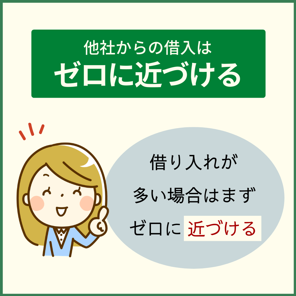 他社からの借入額や借入件数を限りなくゼロに近づけておく