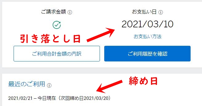 アメックスの締め日と引き落とし日