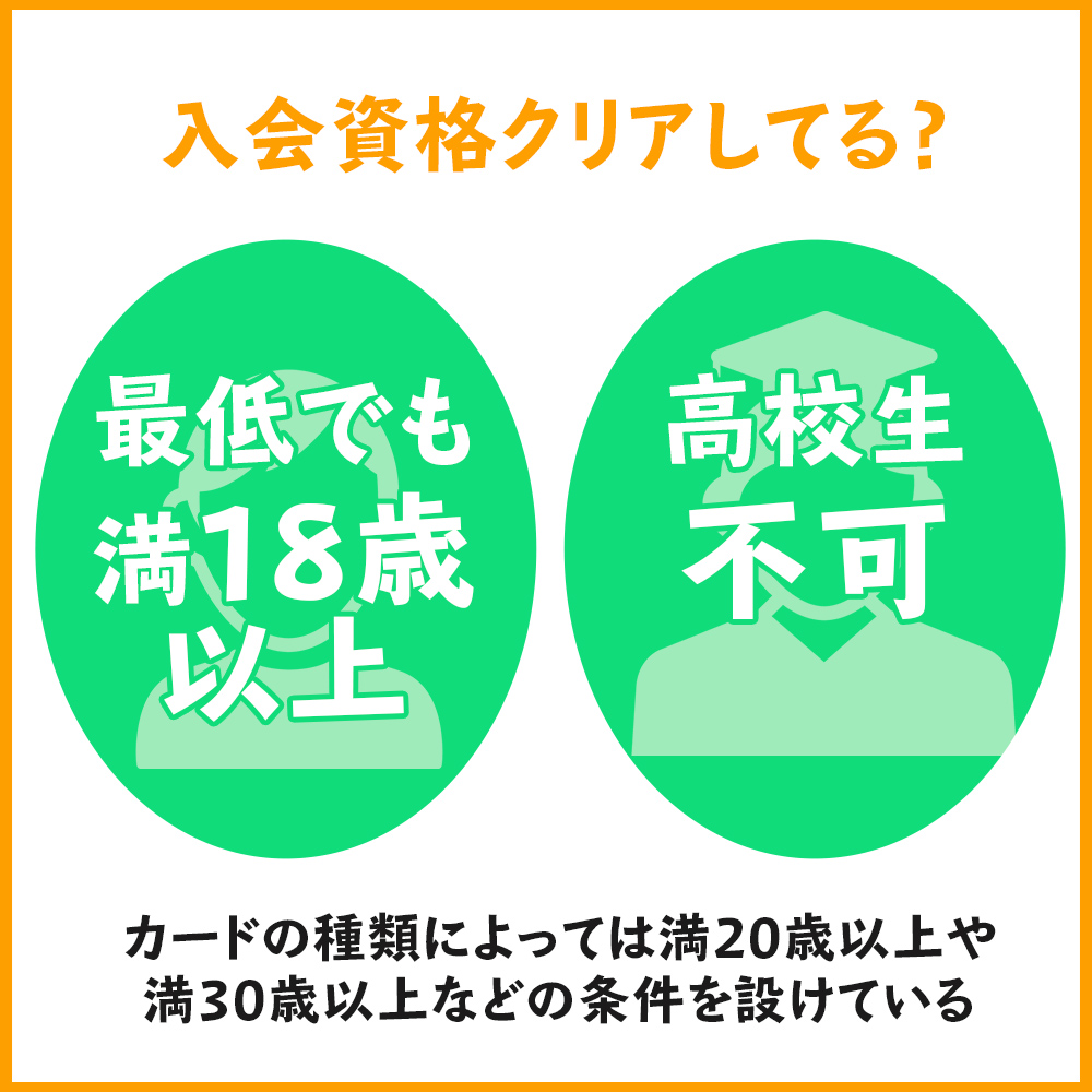 クレジットカードの入会資格をクリアしていなかった