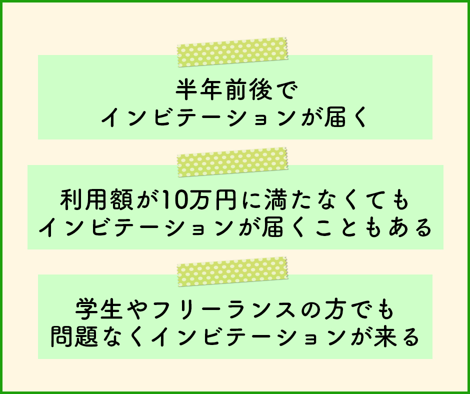 インビテーションが届くまでに必要な利用期間はおよそ6ヶ月前後