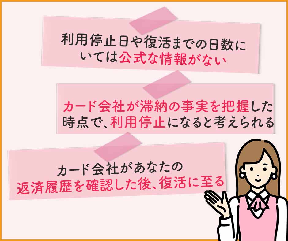 エポスカードの利用料金を滞納した時の利用停止日や復活はいつ？