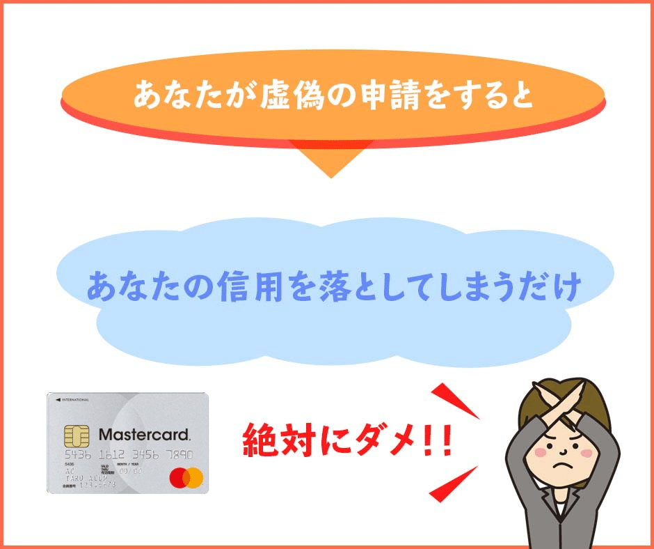 ACマスターカードの申し込みの際に、虚偽の申請をしない