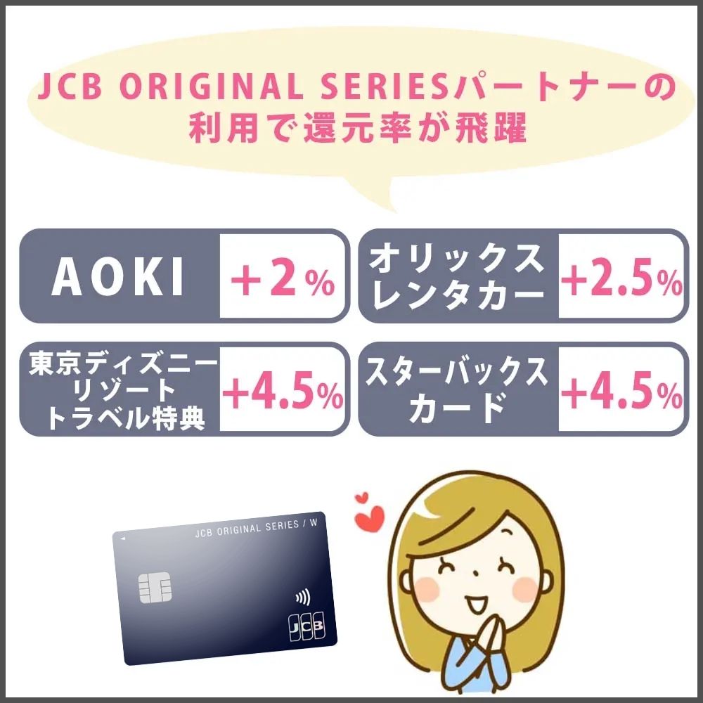 JCB ORIGINAL SERIESパートナーの利用で還元率が飛躍