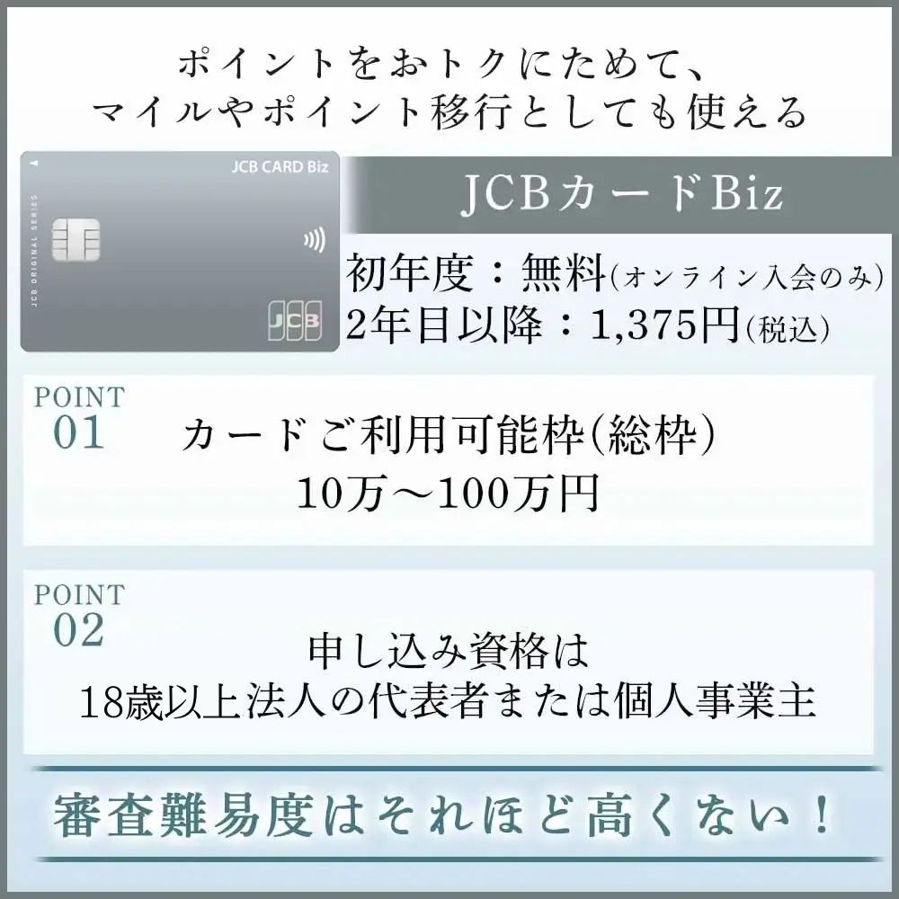 JCBカードBizの審査難易度や通過するまでの時間｜個人事業主や経営者向けカードの難易度とは？導入