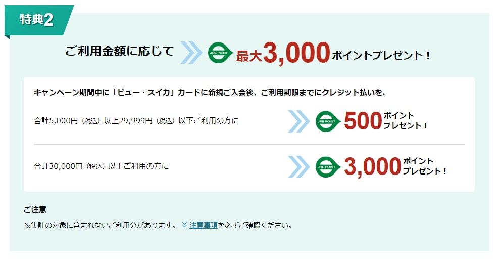 カード利用額に応じて最大3,000ポイント