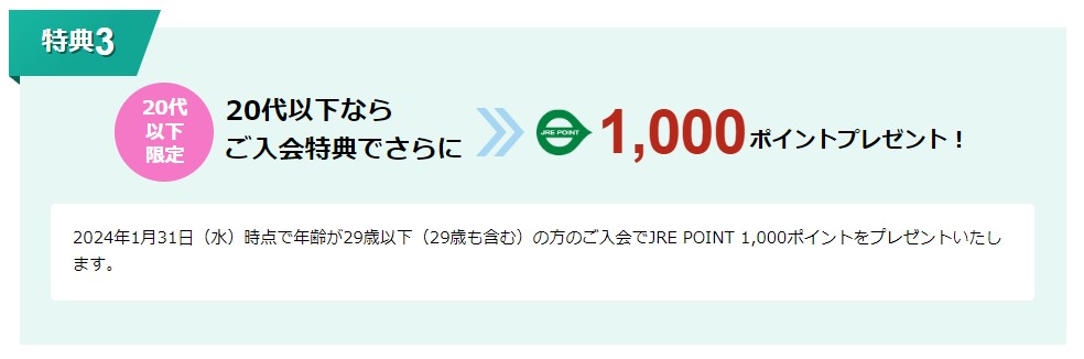 2024年1月31日時点で29歳以下の人に1,000ポイント