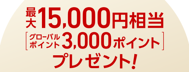 新規入会&カード利用で最大15,000円相当プレゼント