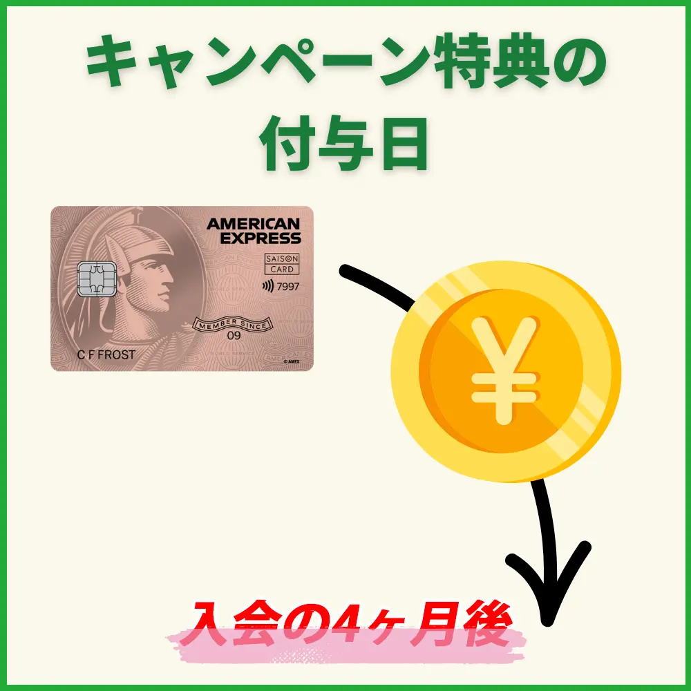 セゾンローズ ゴールド・アメックスの入会キャンペーンで得たポイントはいつもらえる?