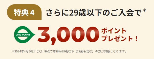 2024年4月30日時点で29歳以下の人に3,000ポイント